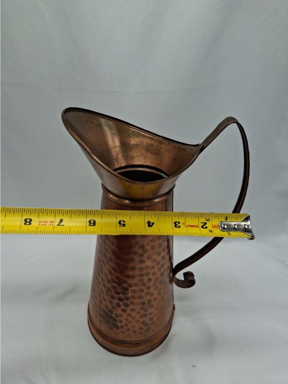 Gregorian Solid Copper Hammered Pitcher w/ Handle - 11" Tall - Made in USA - Picture 7 of 7